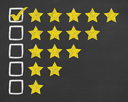 EHS Customer Satisfaction Survey button image - five star rating checklist with five stars selected.