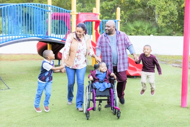 Happy family in park