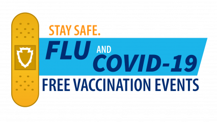 Flu and COVID-19 free vaccination events icon