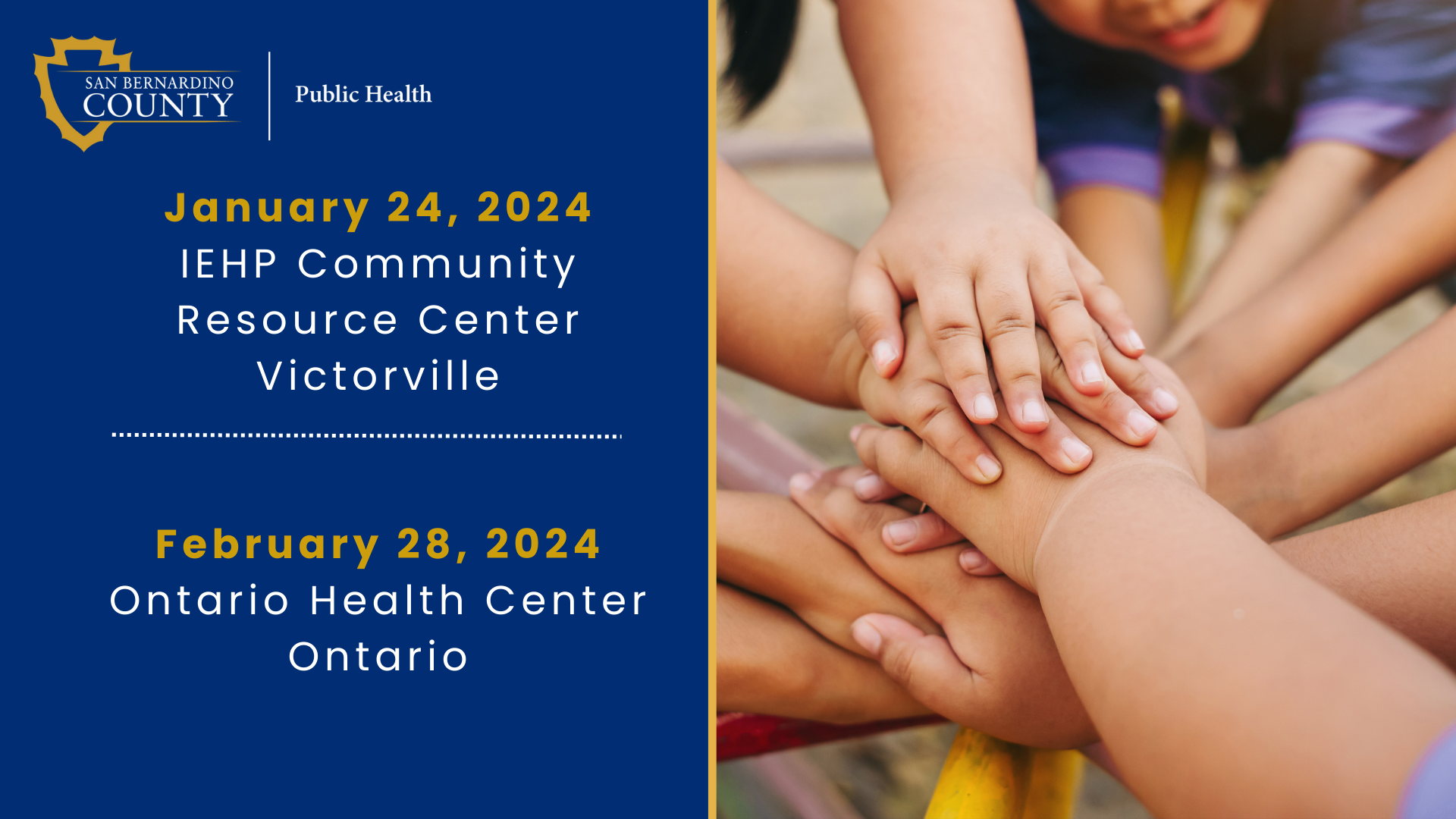 January 24, 2024 IEHP community Resource Center Victorville and February 28, 2024 Ontario Health Center Ontario Flyer