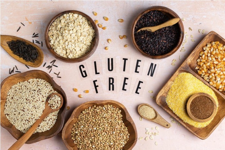 Gluten free cereals as corn, amaranth, quinoa, buckwheat, teff, rice