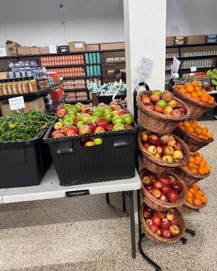 Fresh produce and goods offered at the Sahaba Initiative Pantry. 