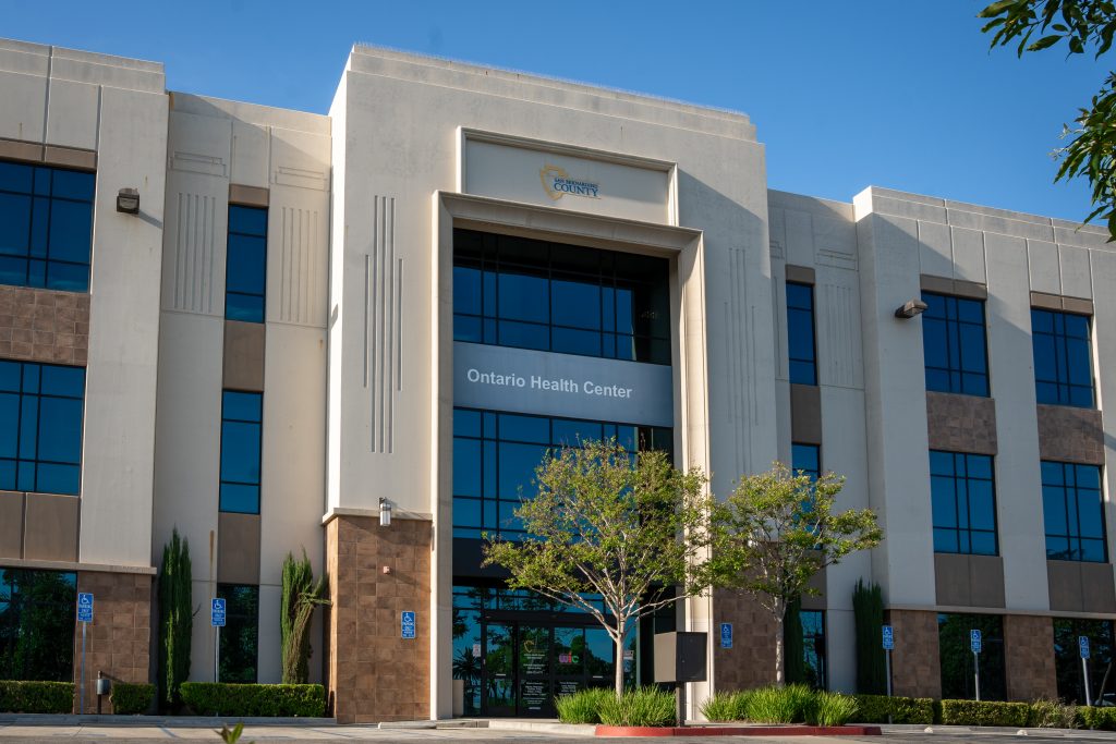 The entrance of the San Bernardino County, Ontario Health Center.