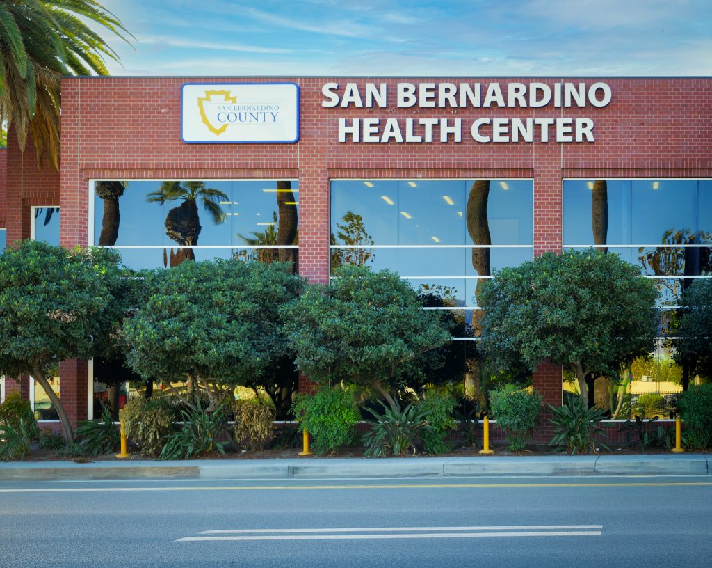 A view of the San Bernardino Health Center signage from across the street.